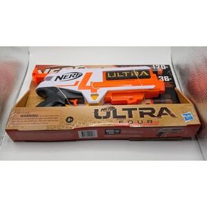 Nerf Ultra Four Blaster Toy Gun Orange White Single Shot Up to 120ft‎